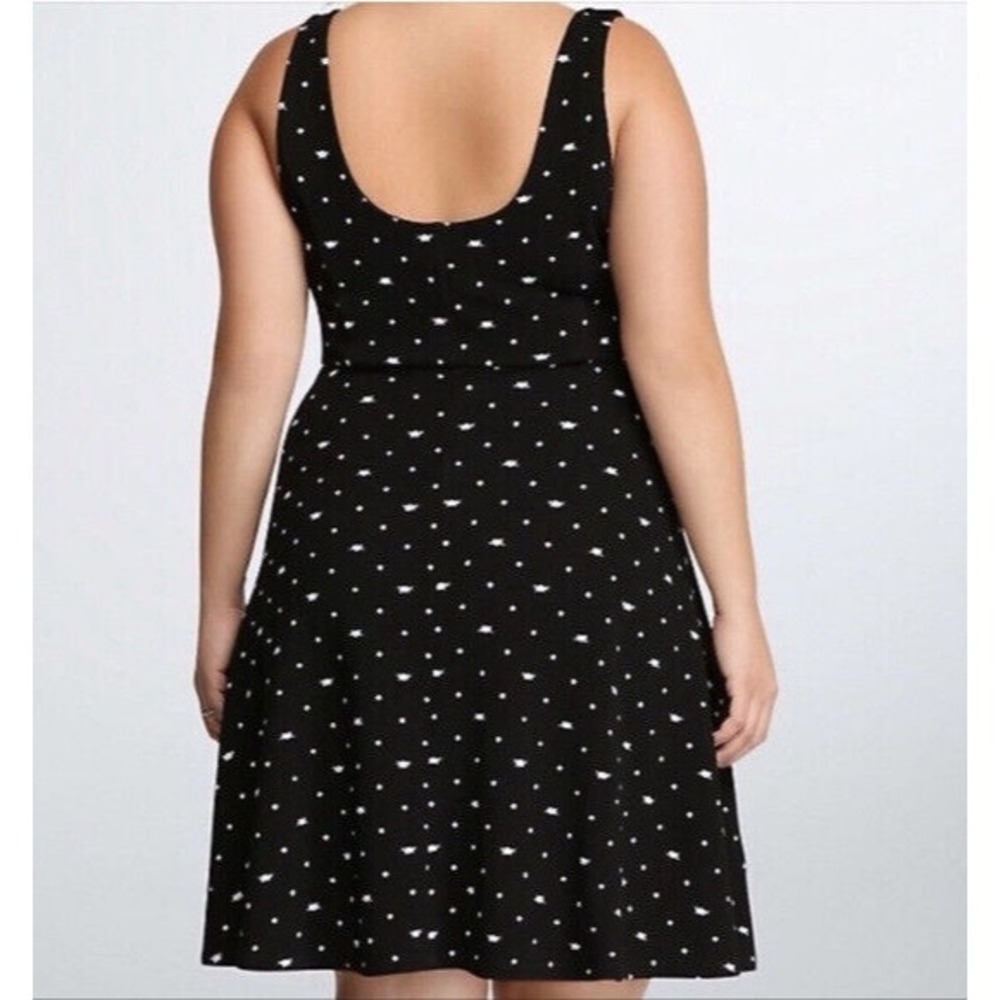 Torrid Black White Polka Dot Cat Face Pullover Stretch Flare Dress Plus Size 2X - Picture 3 of 10